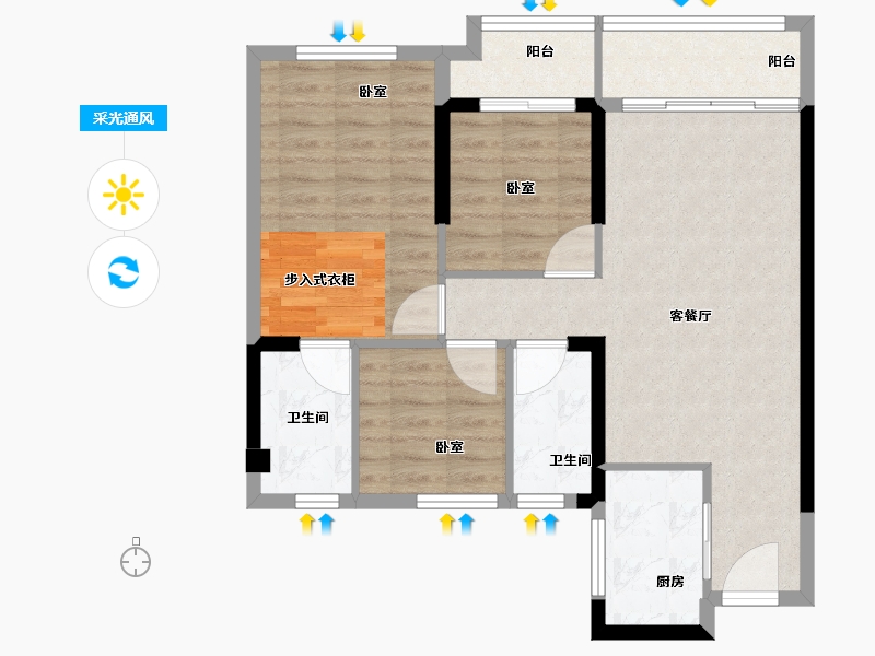 福建省-泉州市-美岭新榜园-77.00-户型库-采光通风