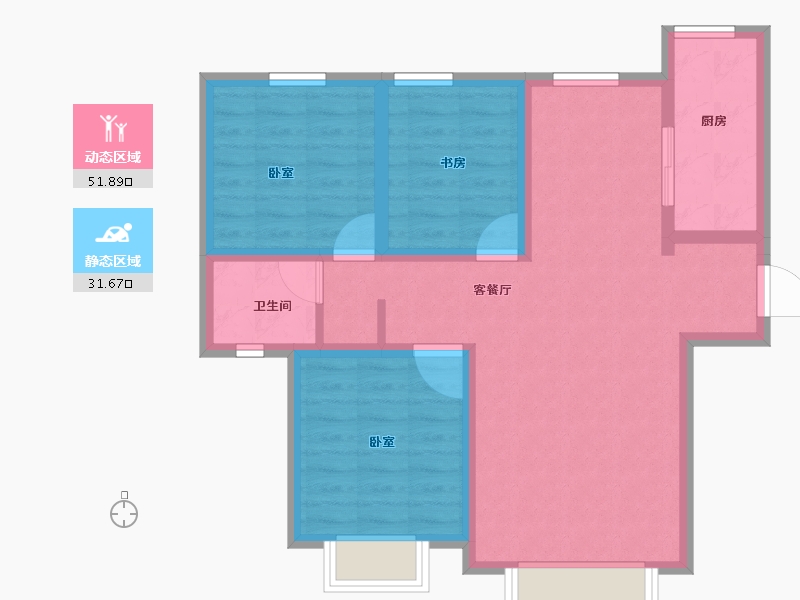 新疆维吾尔自治区-乌鲁木齐市-创天美好学府-74.05-户型库-动静分区