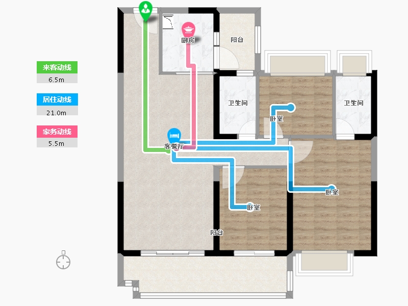 安徽省-芜湖市-塘溪源著-101.00-户型库-动静线