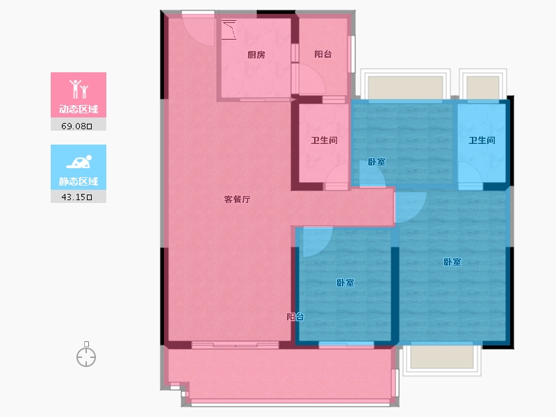 安徽省-芜湖市-塘溪源著-101.00-户型库-动静分区