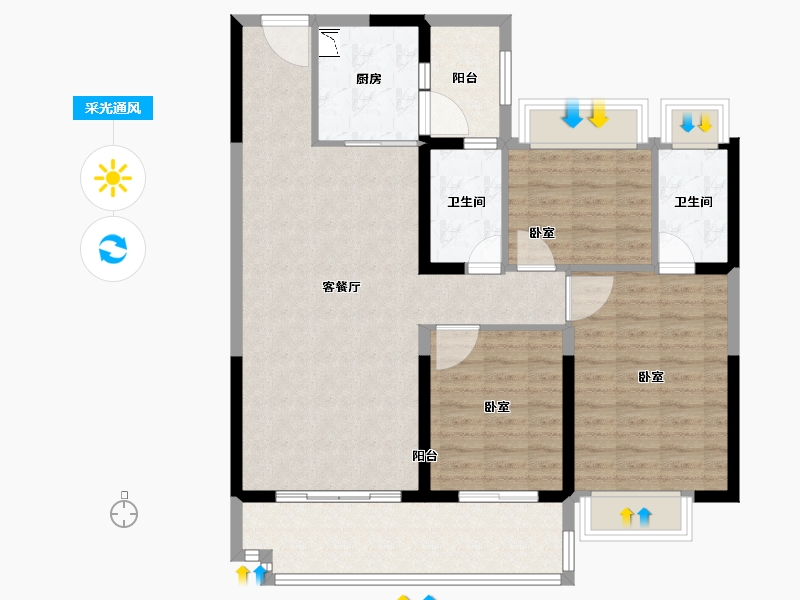 安徽省-芜湖市-塘溪源著-101.00-户型库-采光通风