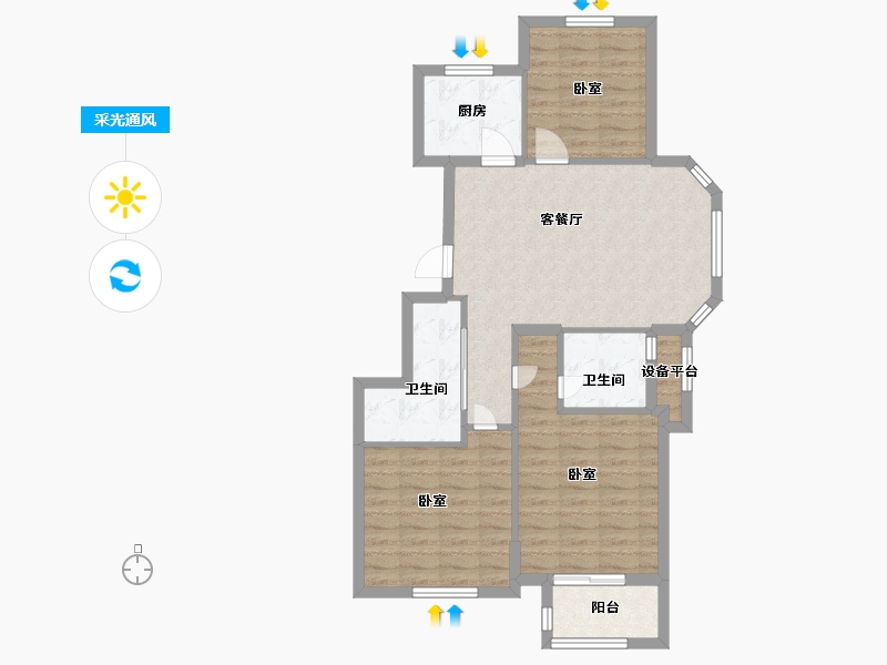 浙江省-湖州市-德清瑞鑫禹悦府-81.00-户型库-采光通风