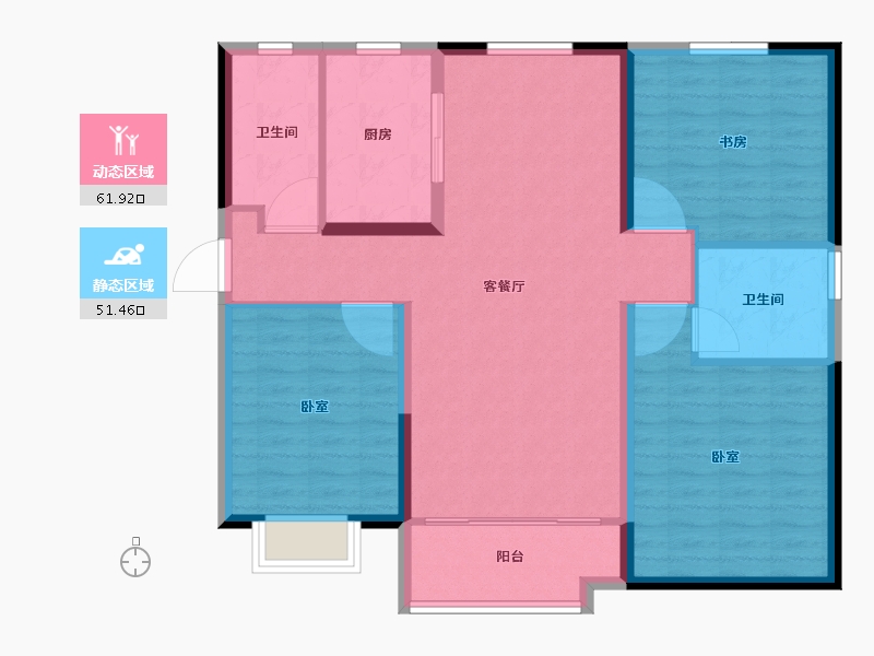 山东省-济南市-锦绣华府-102.82-户型库-动静分区