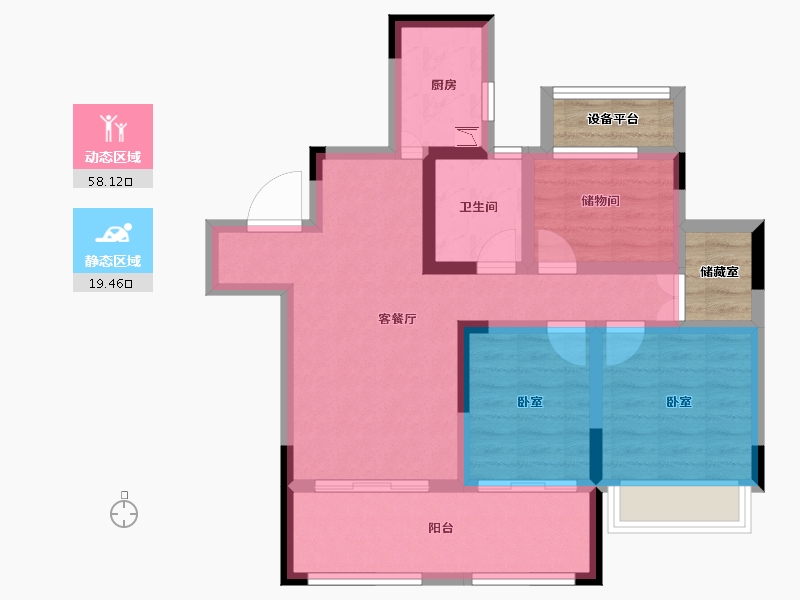 安徽省-合肥市-文一豪门金地-72.78-户型库-动静分区