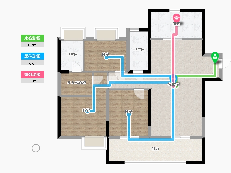 宁夏回族自治区-银川市-融创枫丹壹号-104.08-户型库-动静线