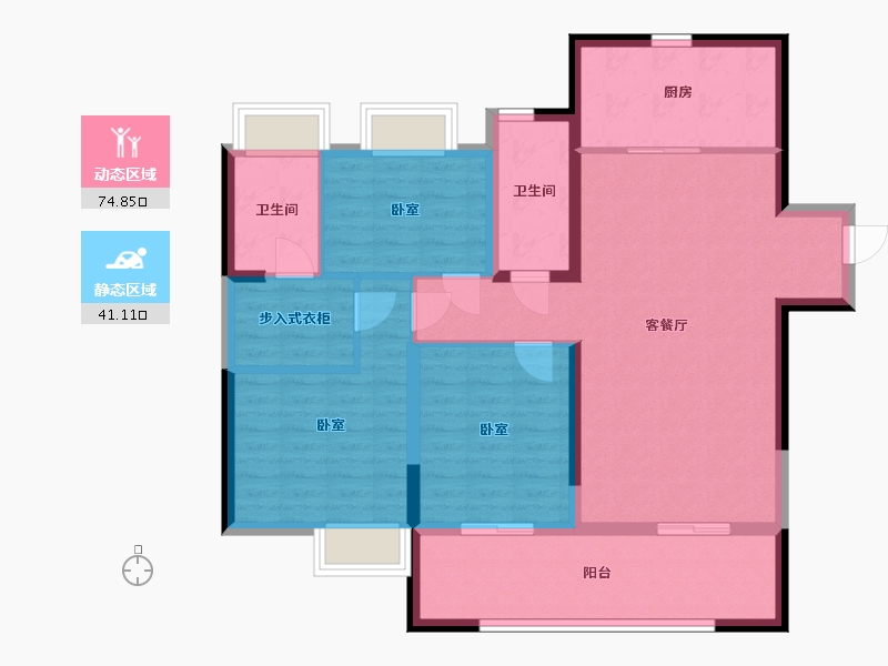 宁夏回族自治区-银川市-融创枫丹壹号-104.08-户型库-动静分区