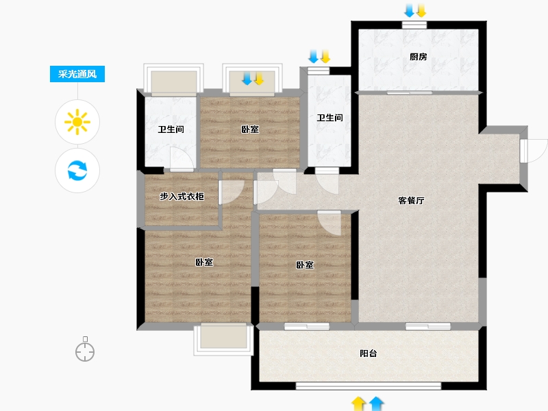 宁夏回族自治区-银川市-融创枫丹壹号-104.08-户型库-采光通风