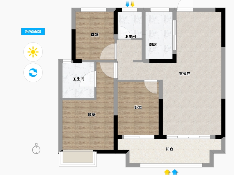 浙江省-湖州市-吴越豫园-88.01-户型库-采光通风