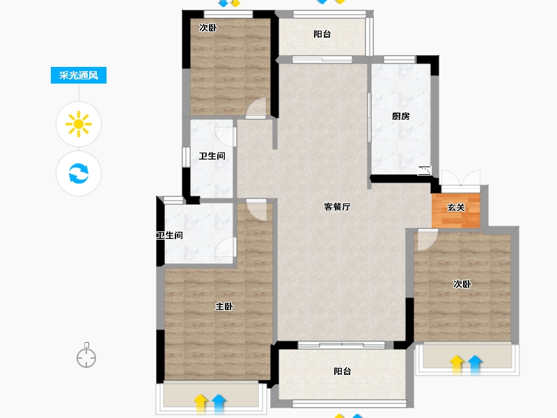 安徽省-阜阳市-美的公园天下-93.99-户型库-采光通风