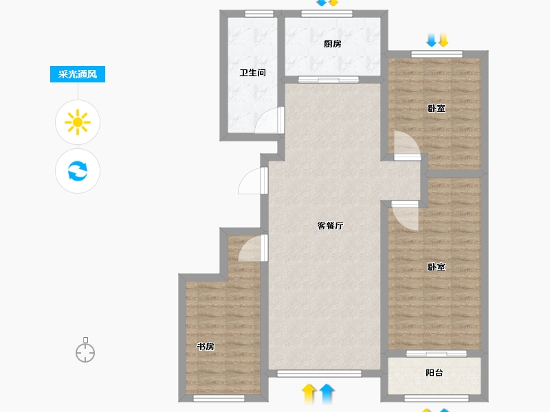 山东省-淄博市-怡海云锦-98.59-户型库-采光通风