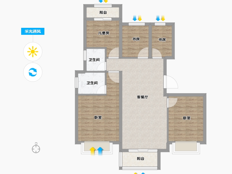 浙江省-衢州市-中梁香缇公馆-88.00-户型库-采光通风