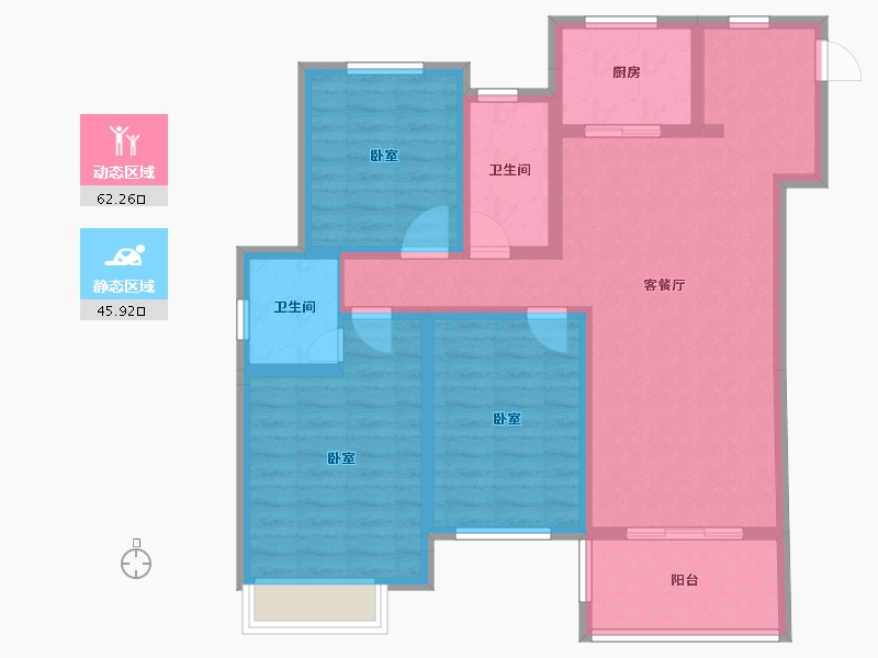 安徽省-芜湖市-伟星芜湖院子-95.83-户型库-动静分区