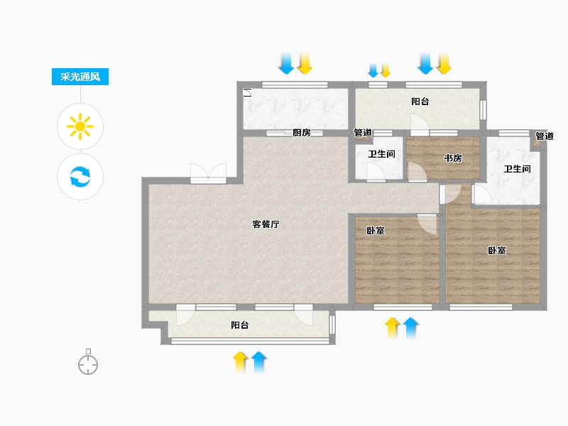 山东省-青岛市-天泰壹号院-112.00-户型库-采光通风