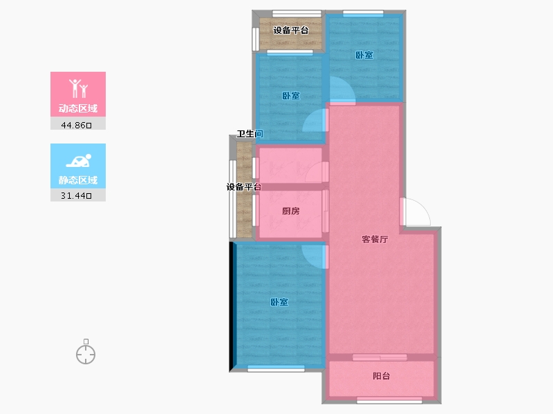 浙江省-舟山市-恒大御海天下-72.00-户型库-动静分区