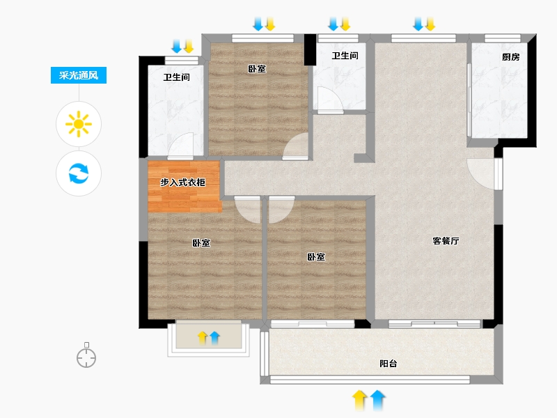 福建省-泉州市-晋江阳光城-89.00-户型库-采光通风