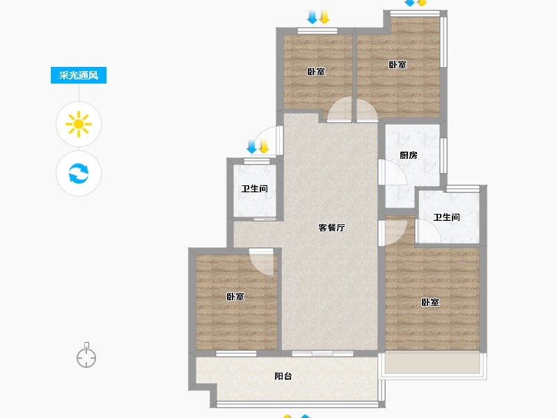 安徽省-合肥市-弘阳昕悦府-98.00-户型库-采光通风