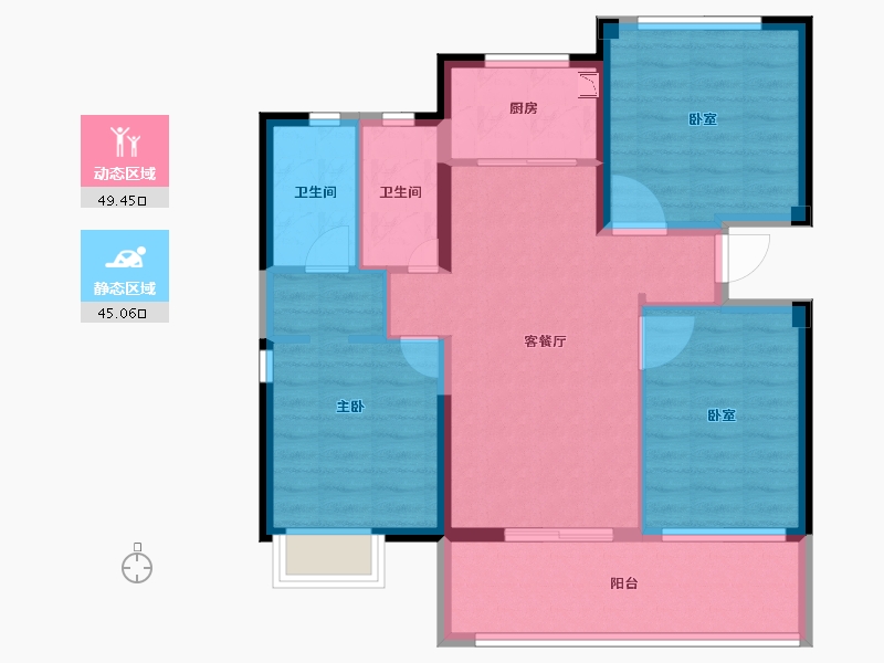 福建省-泉州市-保利住宅第5湾-83.99-户型库-动静分区