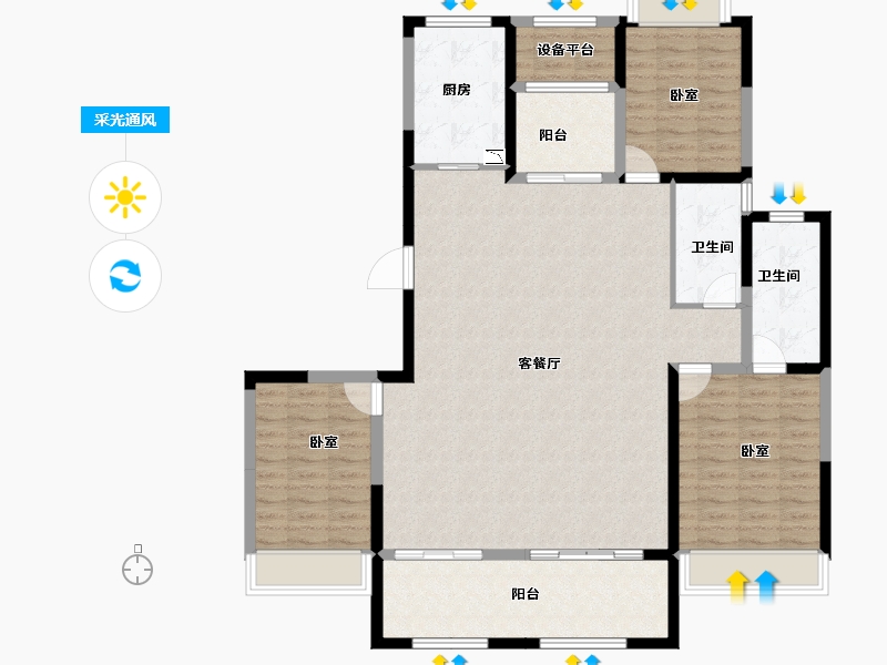 安徽省-合肥市-文一豪门金地-131.97-户型库-采光通风