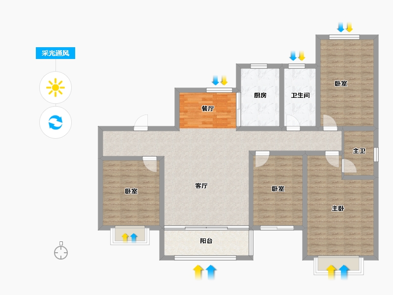 山东省-威海市-浪琴湾-129.05-户型库-采光通风