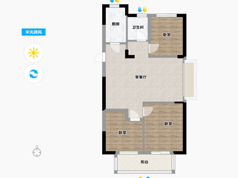 浙江省-嘉兴市-弘阳·昕悦棠小区-71.00-户型库-采光通风