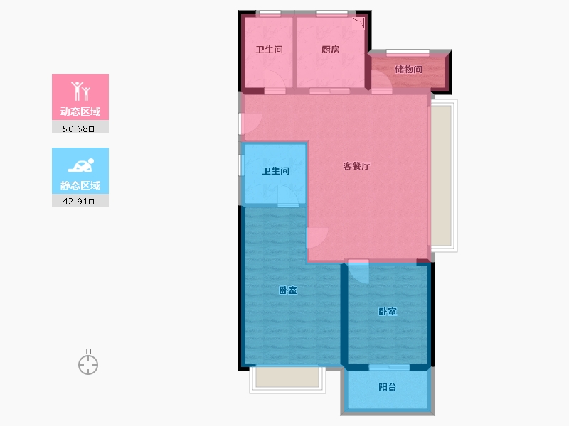 浙江省-湖州市-碧桂园江山赋-84.00-户型库-动静分区