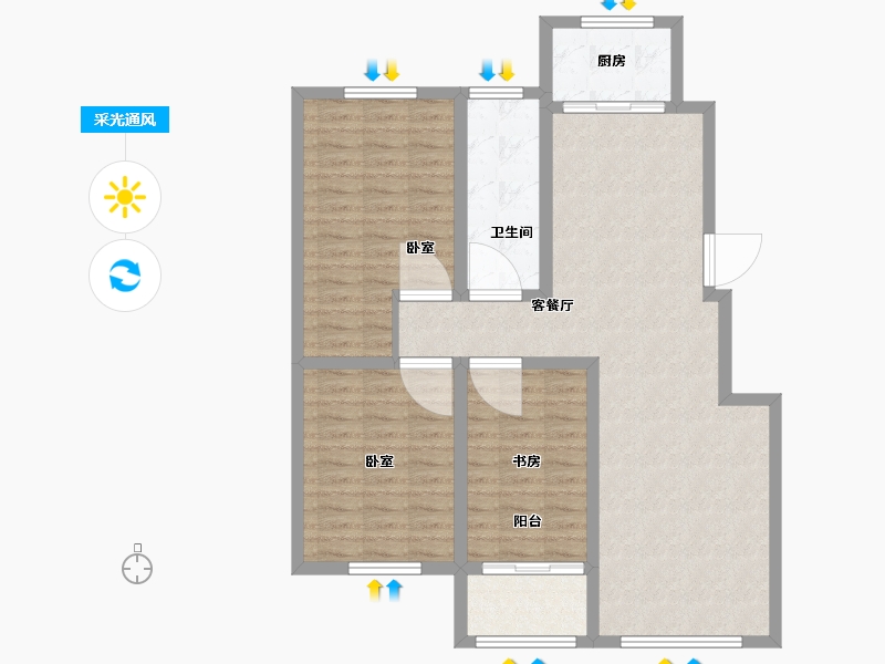 山东省-淄博市-怡海云锦-95.24-户型库-采光通风