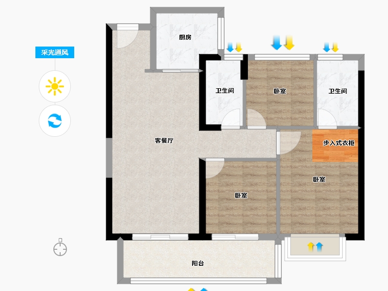 福建省-泉州市-晋江阳光城-80.00-户型库-采光通风