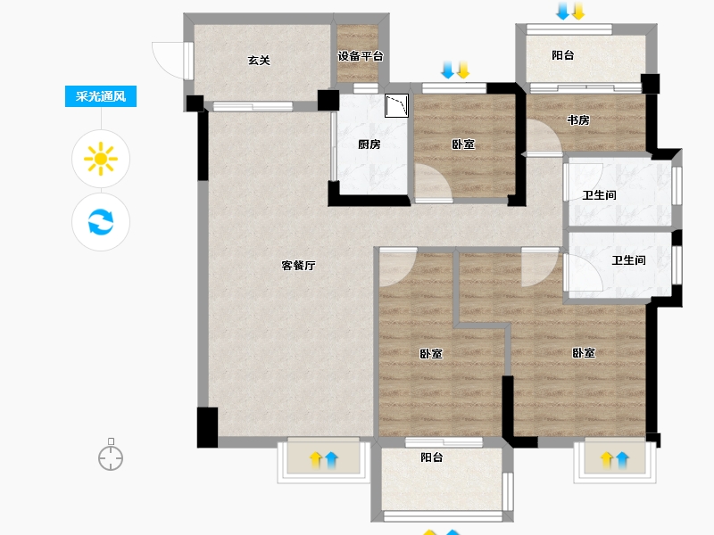 福建省-龙岩市-璞玉滨江-94.00-户型库-采光通风