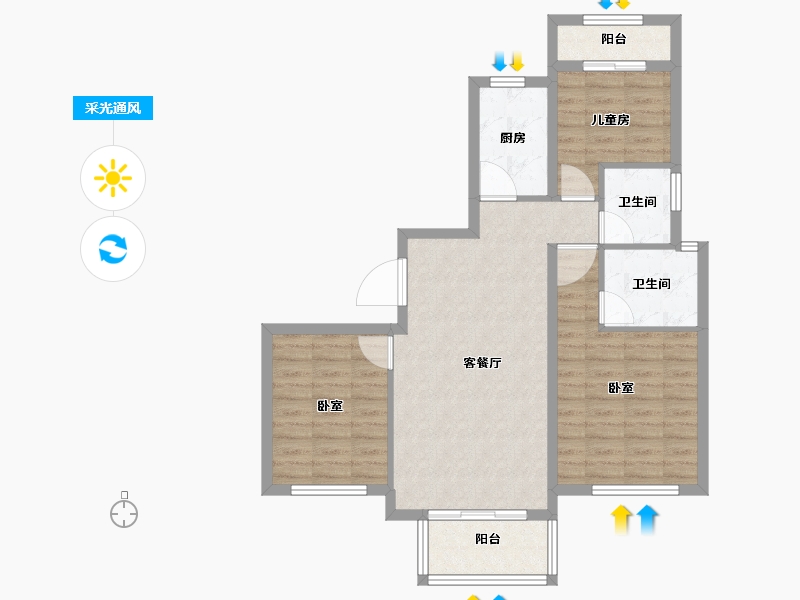 浙江省-衢州市-中梁香缇公馆-81.00-户型库-采光通风