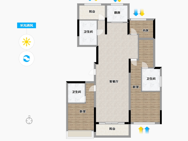 浙江省-杭州市-阳光城拱宸府-142.04-户型库-采光通风