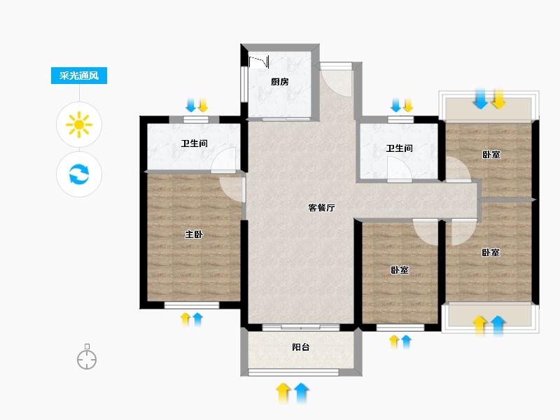 福建省-泉州市-阳光城愉景湾-92.00-户型库-采光通风