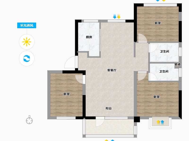 山东省-青岛市-开元城开元盛景-90.00-户型库-采光通风