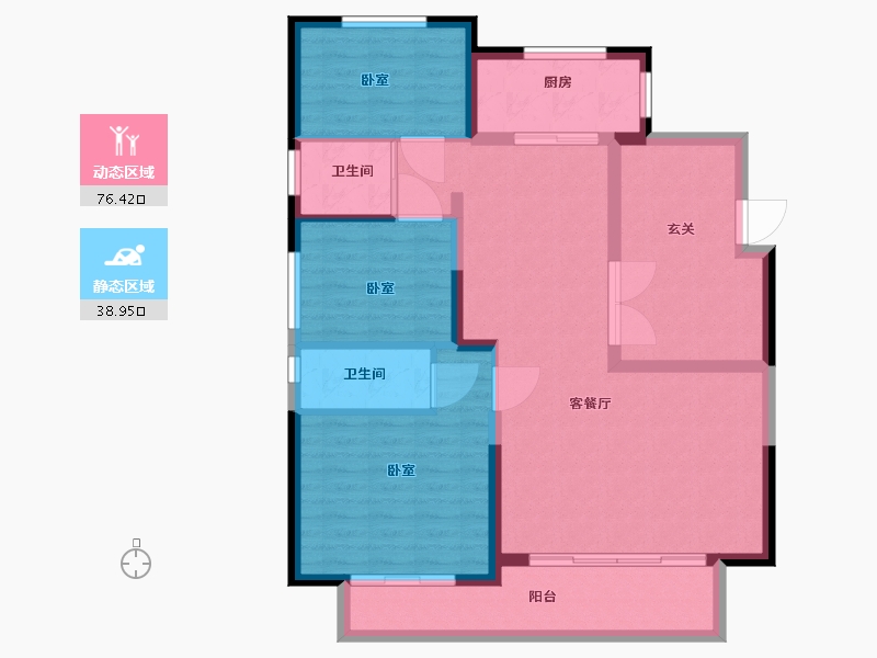 宁夏回族自治区-银川市-君临天下-104.34-户型库-动静分区