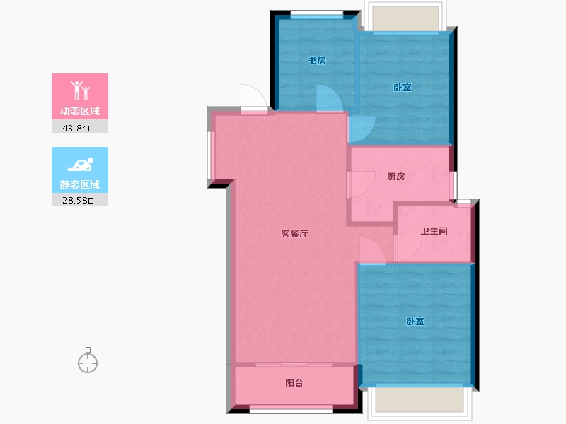 浙江省-杭州市-华夏*之心-65.72-户型库-动静分区