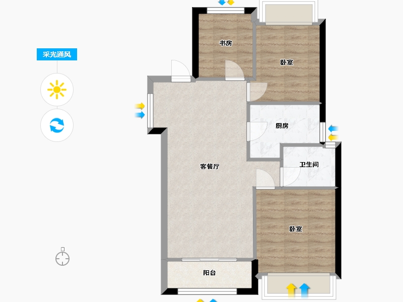 浙江省-杭州市-华夏*之心-65.72-户型库-采光通风