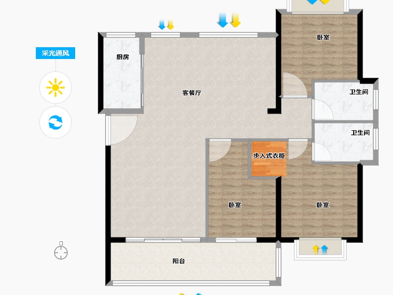 福建省-泉州市-晋江阳光城-135.00-户型库-采光通风