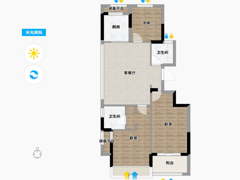 浙江省-金华市-滨江悦虹湾-78.12-户型库-采光通风