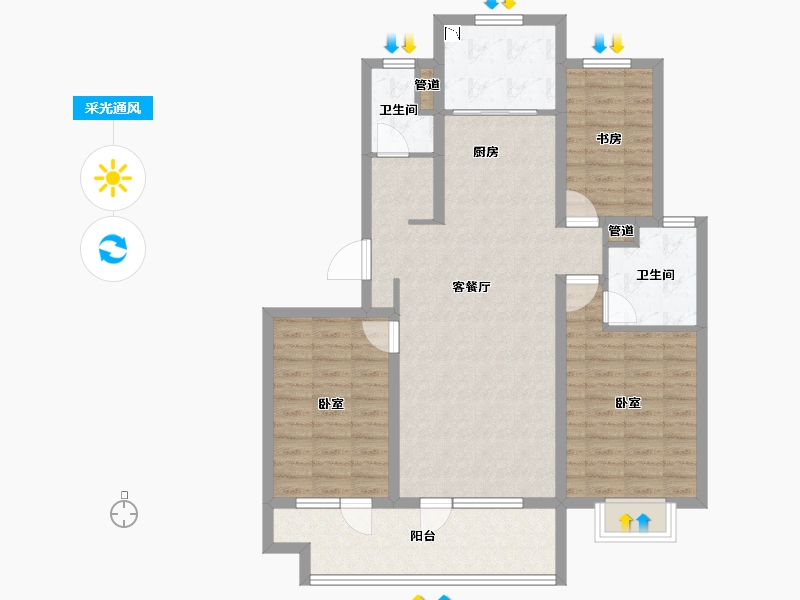 山东省-青岛市-万科未来城-100.00-户型库-采光通风