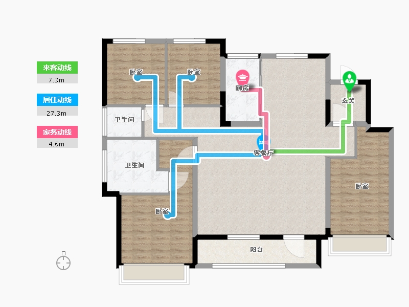 宁夏回族自治区-银川市-绿地铂悦公馆-133.00-户型库-动静线