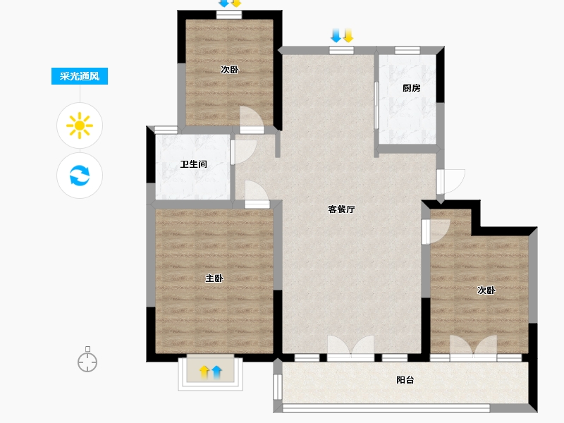 山东省-青岛市-融合嘉园-90.00-户型库-采光通风