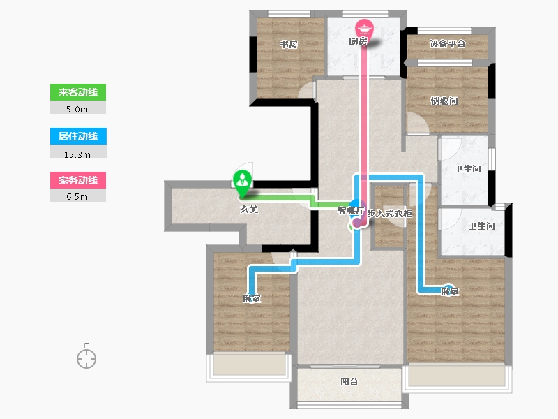 浙江省-湖州市-德信大家·时代公馆-106.01-户型库-动静线