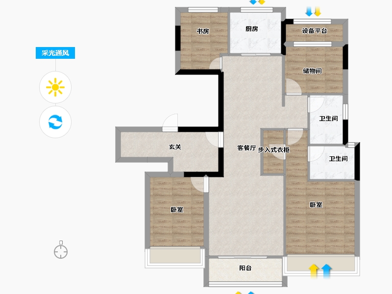 浙江省-湖州市-德信大家·时代公馆-106.01-户型库-采光通风