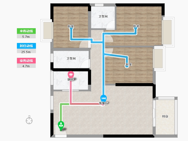 福建省-泉州市-鑫亿山水壹号-95.80-户型库-动静线