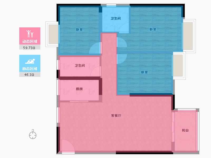 福建省-泉州市-鑫亿山水壹号-95.80-户型库-动静分区