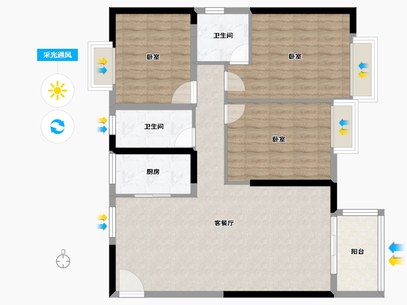 福建省-泉州市-鑫亿山水壹号-95.80-户型库-采光通风