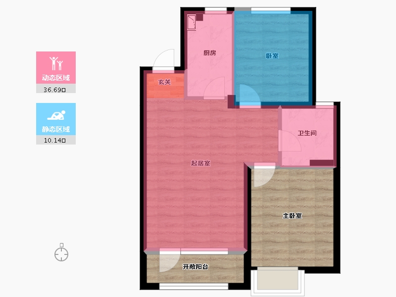 山东省-威海市-华发九龙湾-56.91-户型库-动静分区