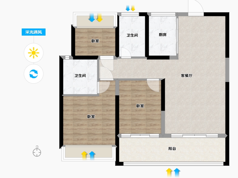 宁夏回族自治区-银川市-融创枫丹壹号-92.00-户型库-采光通风