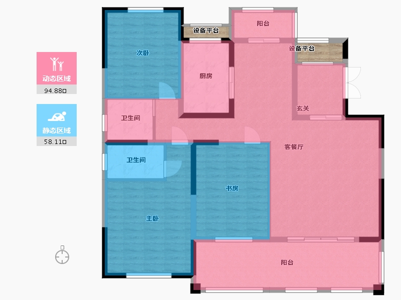 江西省-赣州市-龙兴福居·极少墅-141.54-户型库-动静分区