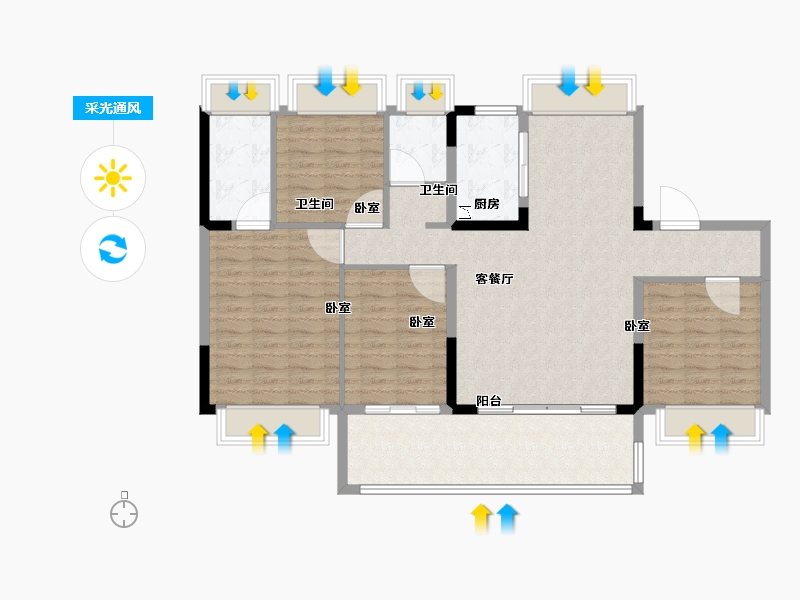 安徽省-芜湖市-塘溪源著-114.00-户型库-采光通风