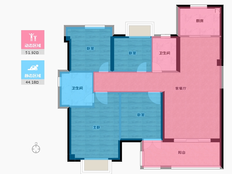 福建省-泉州市-中南漫悦湾-85.83-户型库-动静分区